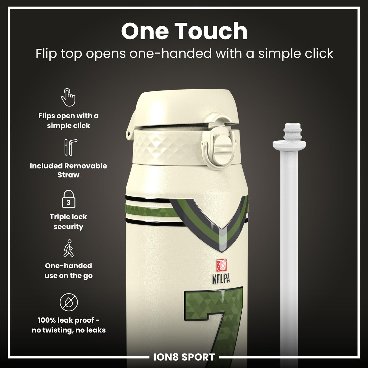 NFL x Ion8 Sports, Insulated Bottle, Icon Series, CJ Stroud, 24oz