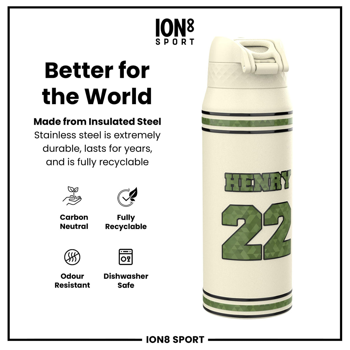 NFL x Ion8 Sports, Insulated Bottle, Icon Series, Derrick Henry, 24oz