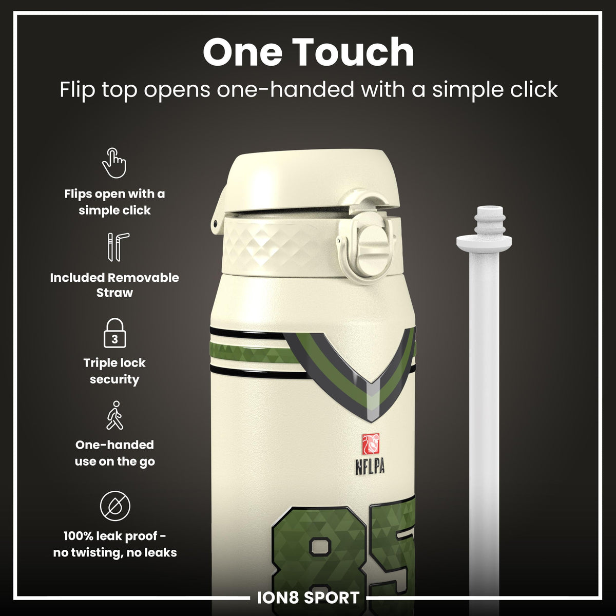 NFL x Ion8 Sports, Insulated Bottle, Icon Series, George Kittle, 24oz