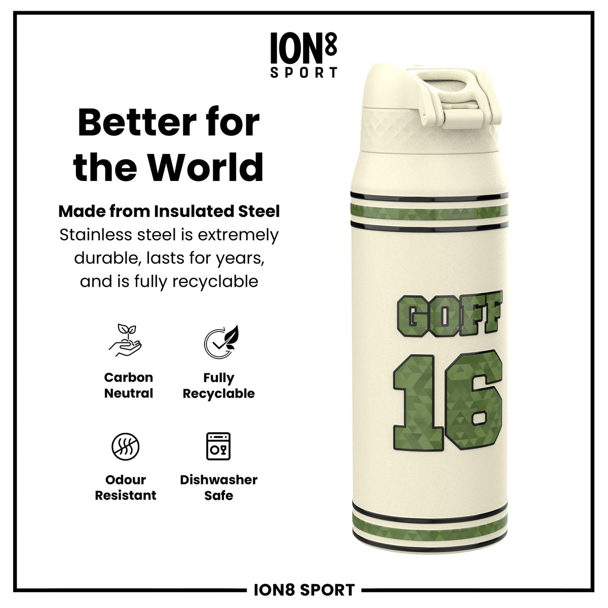 NFL x Ion8 Sports, Insulated Bottle, Icon Series, Jared Goff, 24oz