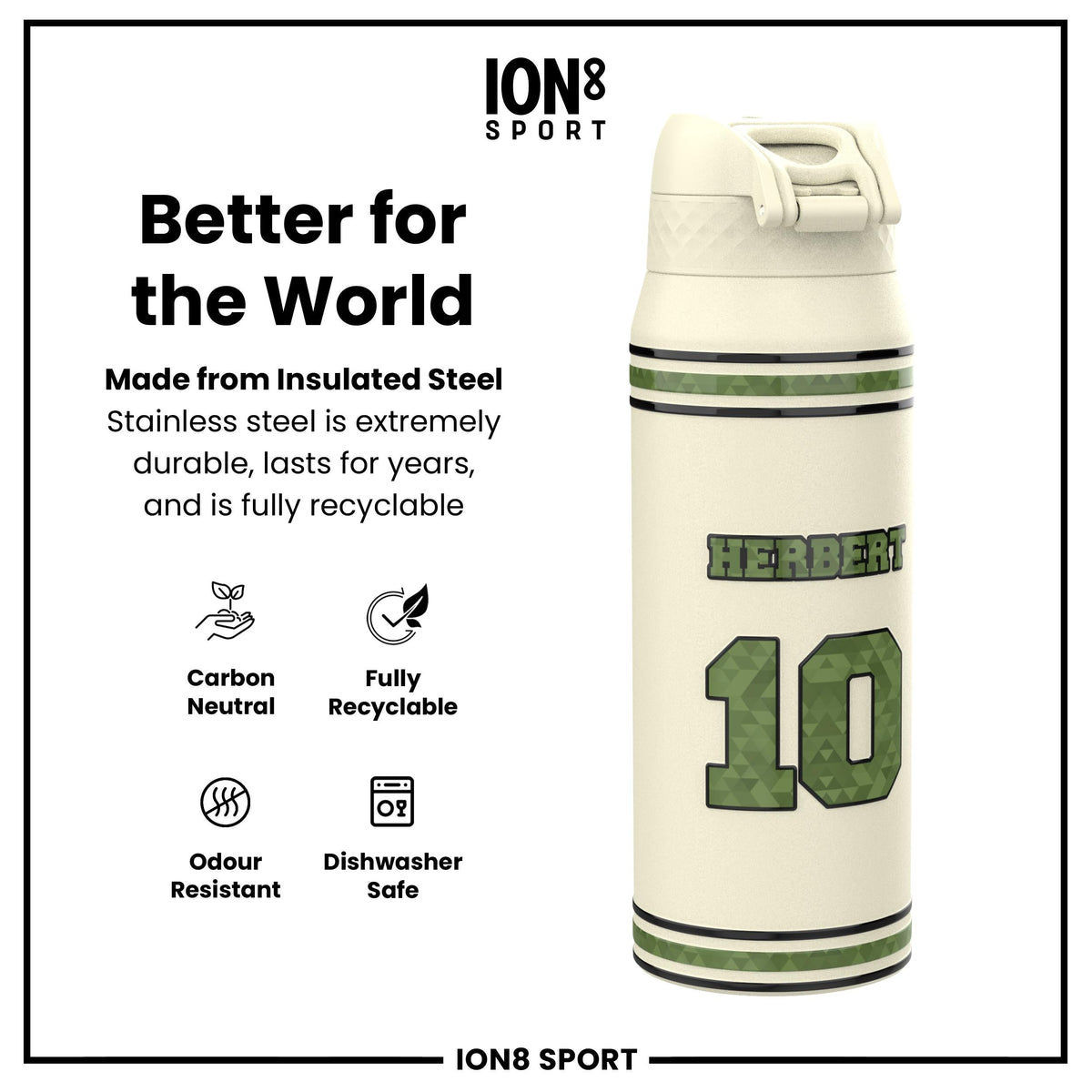 NFL x Ion8 Sports, Insulated Bottle, Icon Series, Justin Herbert, 24oz