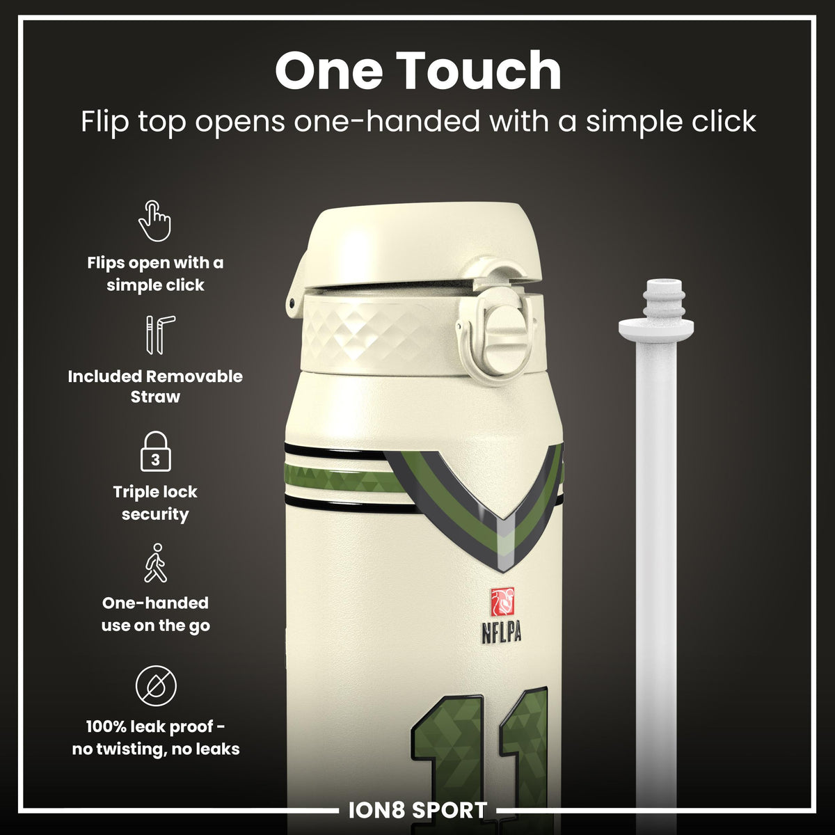 NFL x Ion8 Sports, Insulated Bottle, Icon Series, Jaxon Smith-Njigba, 24oz