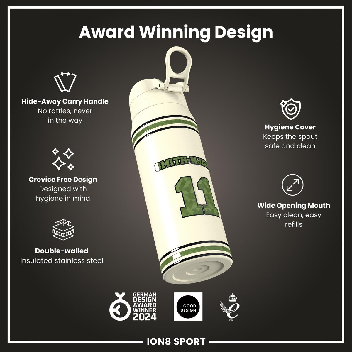 NFL x Ion8 Sports, Insulated Bottle, Icon Series, Jaxon Smith-Njigba, 24oz