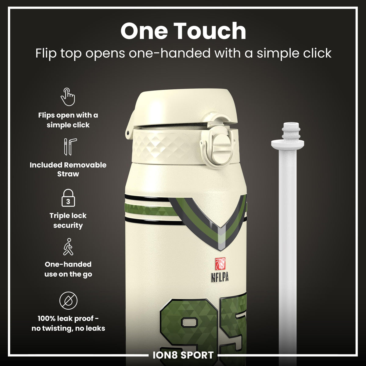 NFL x Ion8 Sports, Insulated Bottle, Icon Series, Myles Garrett, 24oz