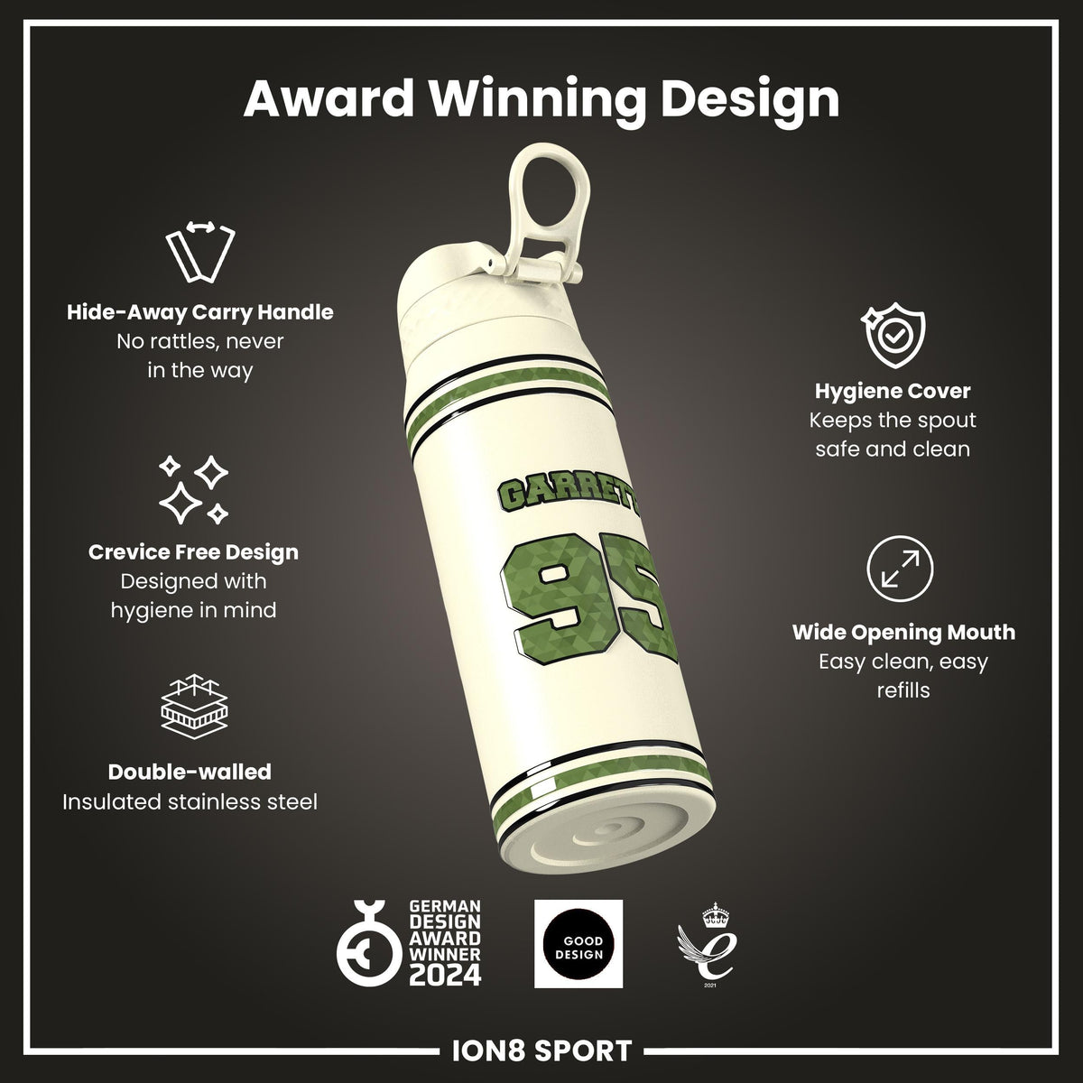 NFL x Ion8 Sports, Insulated Bottle, Icon Series, Myles Garrett, 24oz