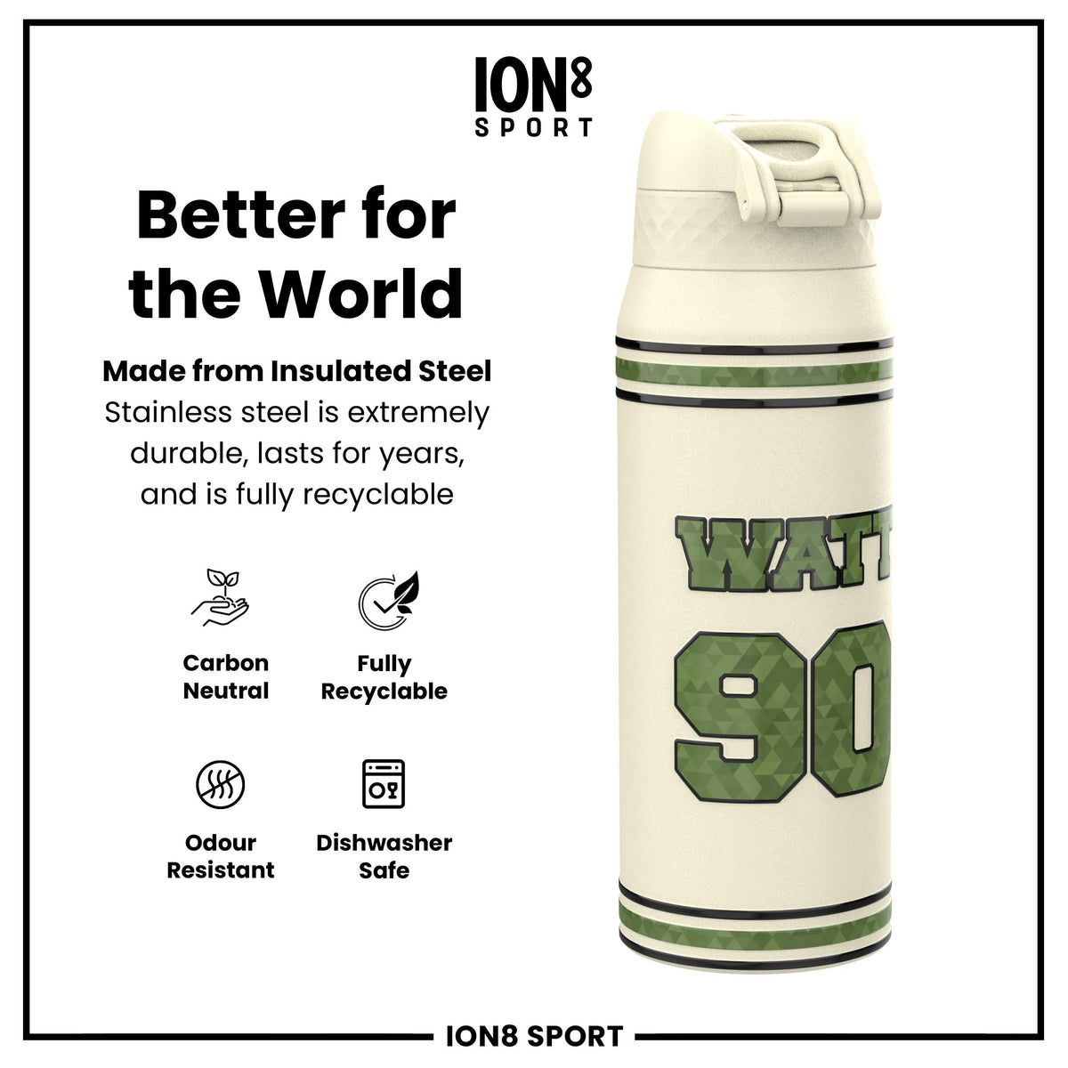 NFL x Ion8 Sports, Insulated Bottle, Icon Series, TJ Watt, 24oz