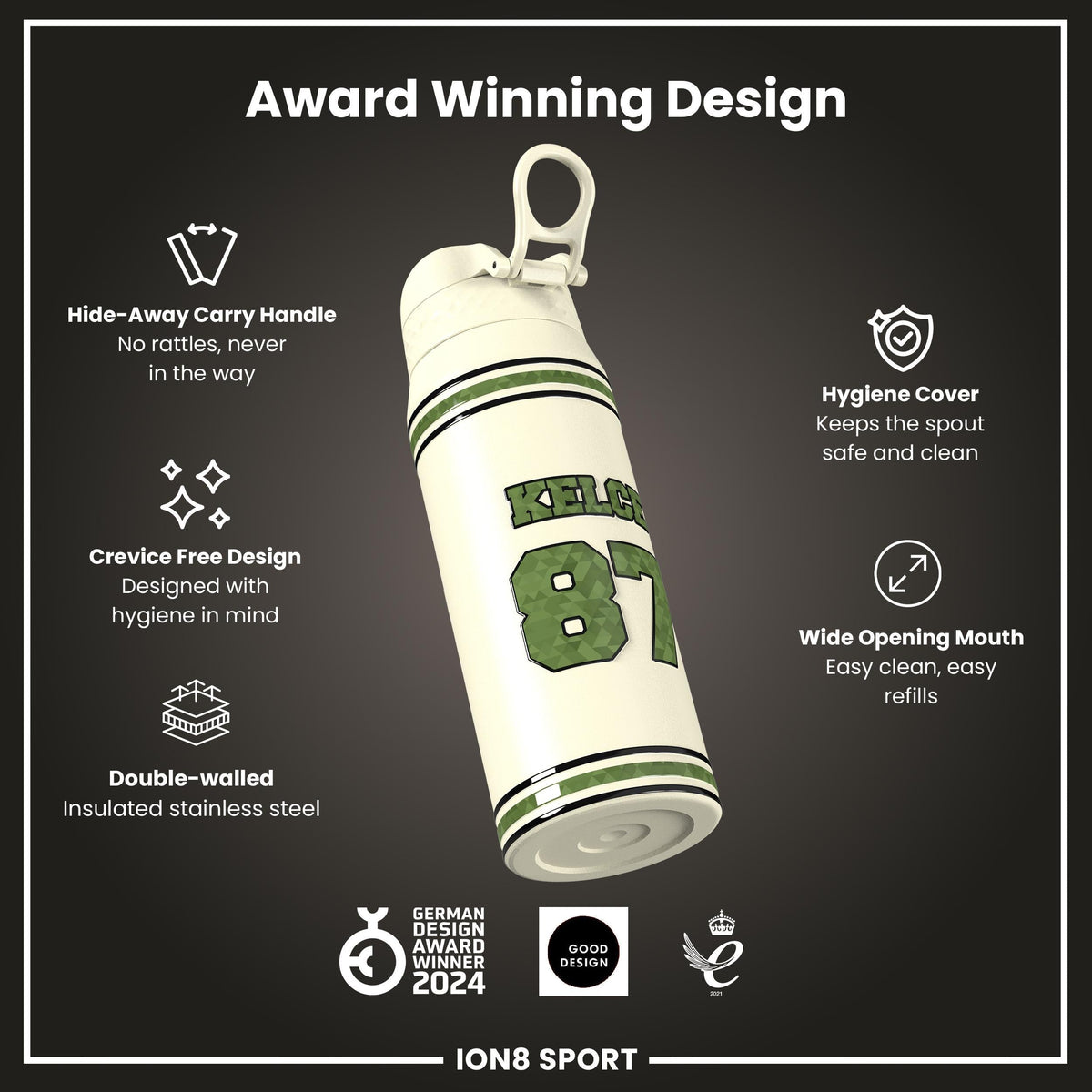 NFL x Ion8 Sports, Insulated Bottle, Icon Series, Travis Kelce, 24oz