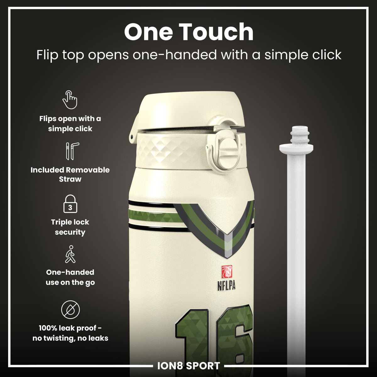 NFL x Ion8 Sports, Insulated Bottle, Icon Series, Trevor Lawrence, 24oz