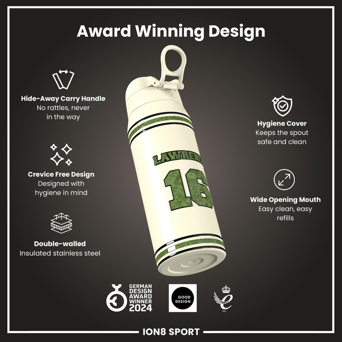 NFL x Ion8 Sports, Insulated Bottle, Icon Series, Trevor Lawrence, 24oz