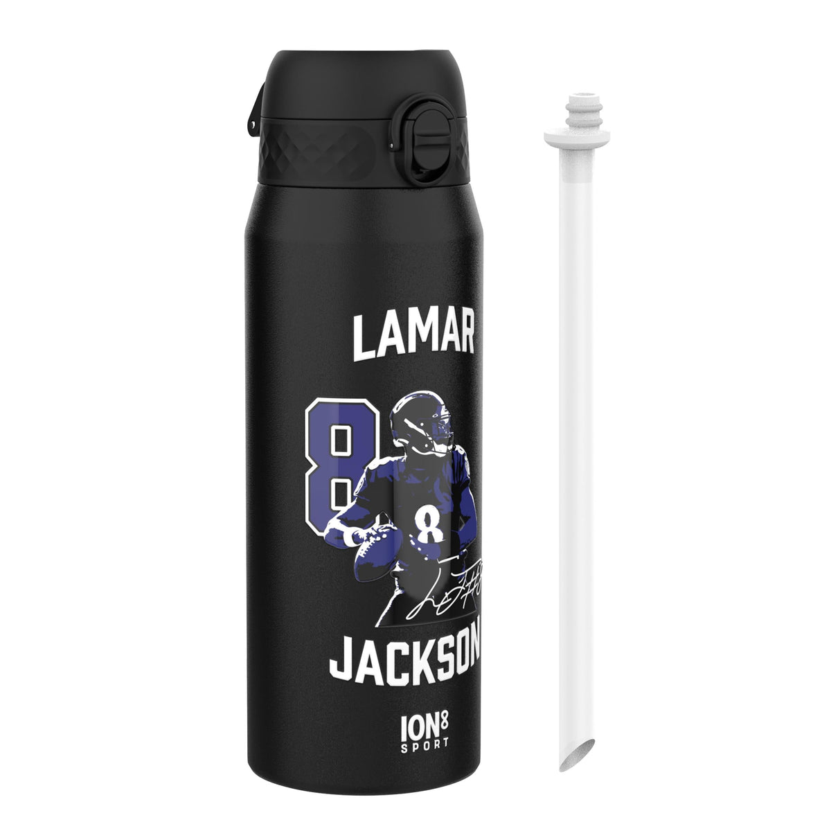 NFL x Ion8 Sports, Insulated Bottle, Locked In Series, Lamar Jackson, 24oz