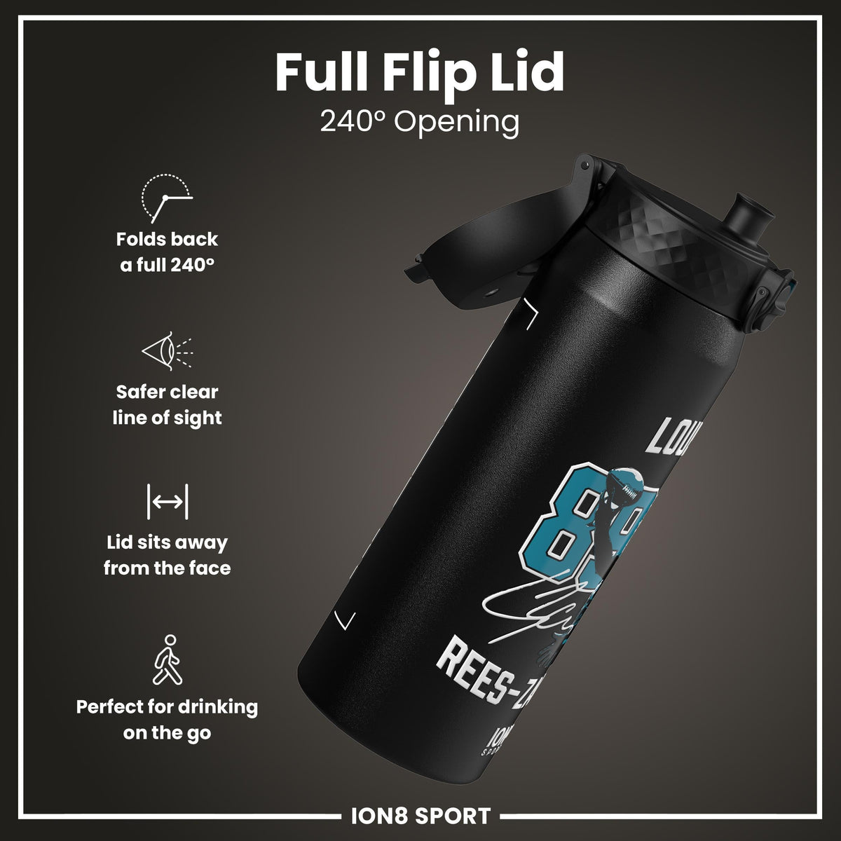 NFL x Ion8 Sports, Insulated Bottle, Locked In Series, Ress-Zammit, 24oz