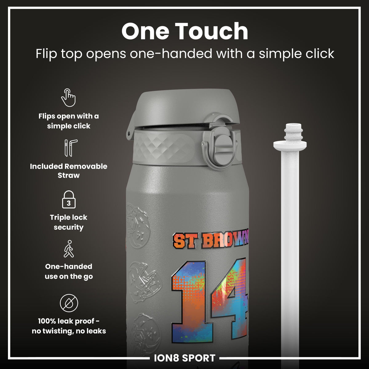 NFL x Ion8 Sports, Insulated Bottle, Signature Series, Amon-Ra, 24oz