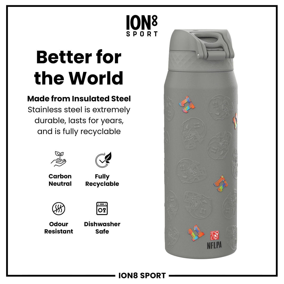 NFL x Ion8 Sports, Insulated Bottle, Signature Series, AJ Brown, 24oz