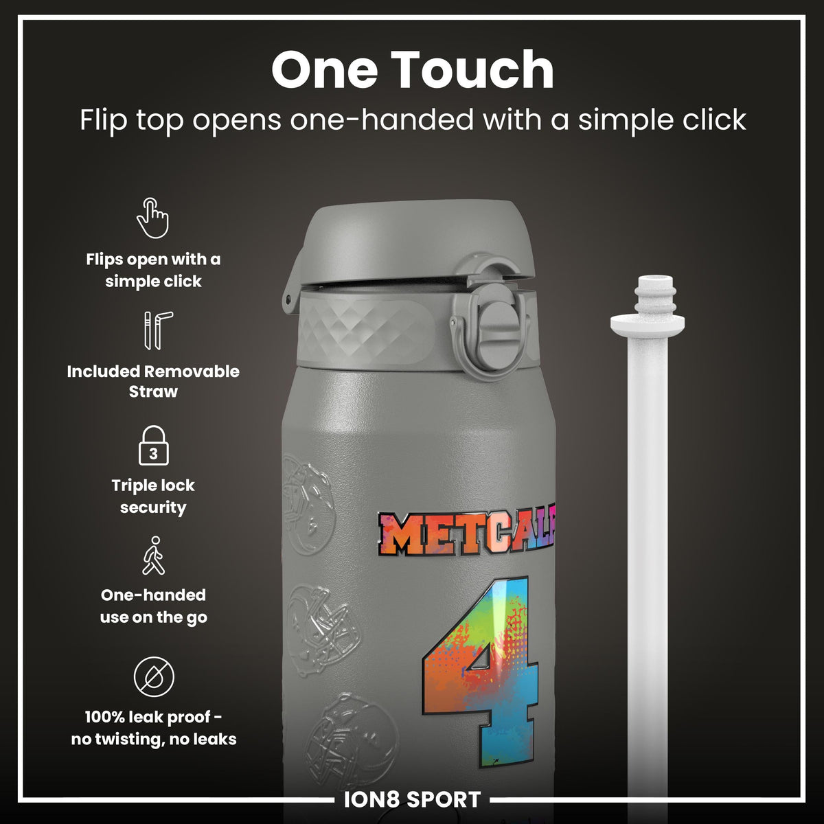 NFL x Ion8 Sports, Insulated Bottle, Signature Series, DK Metcalf, 24oz