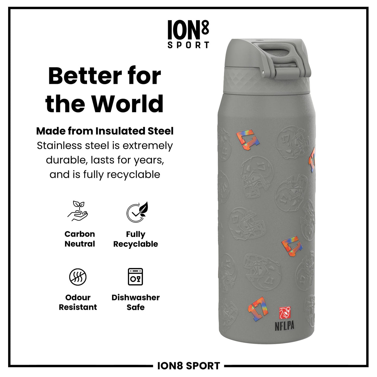 NFL x Ion8 Sports, Insulated Bottle, Signature Series, Josh Allen, 24oz