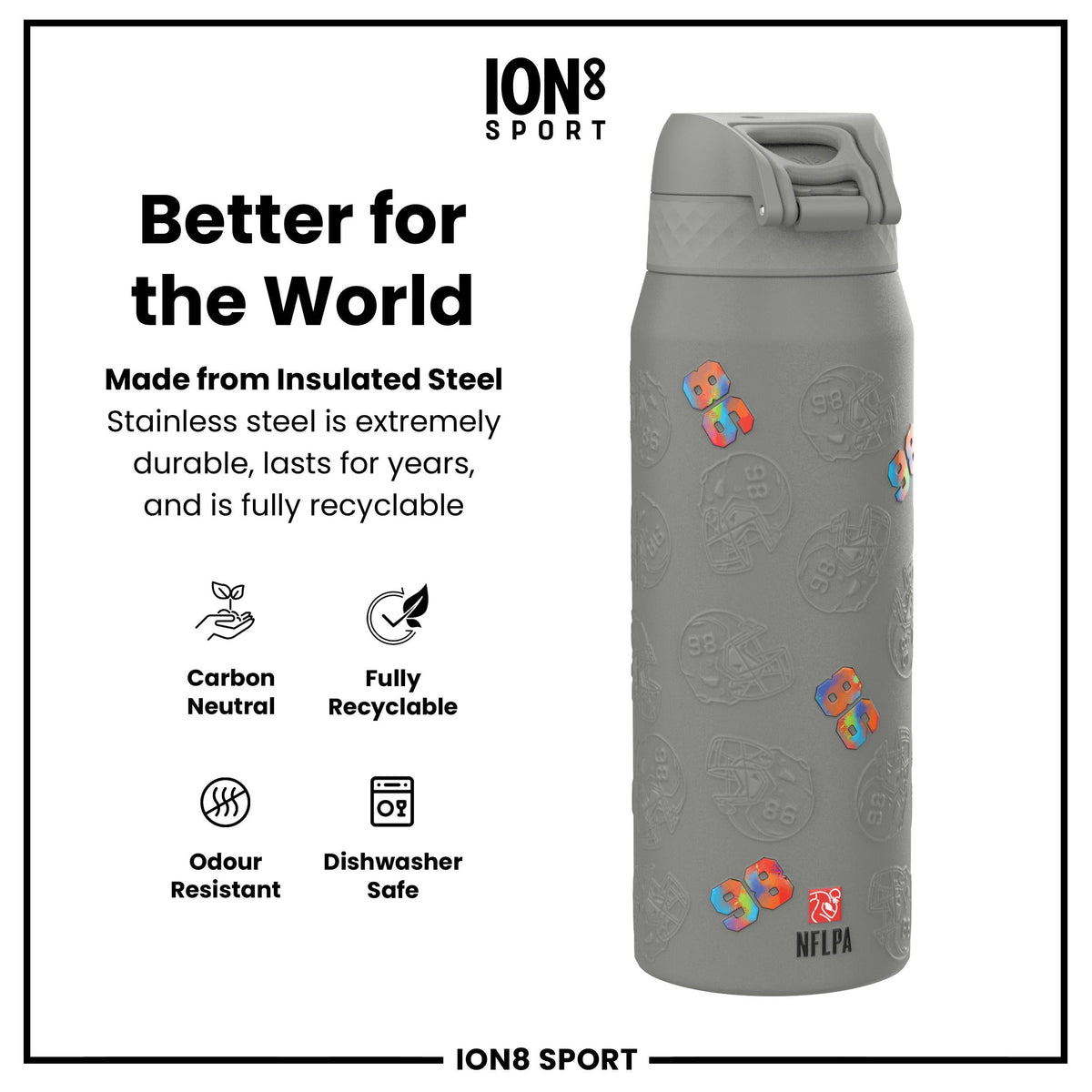 NFL x Ion8 Sports, Insulated Bottle, Signature Series, Maxx Crosby, 24oz