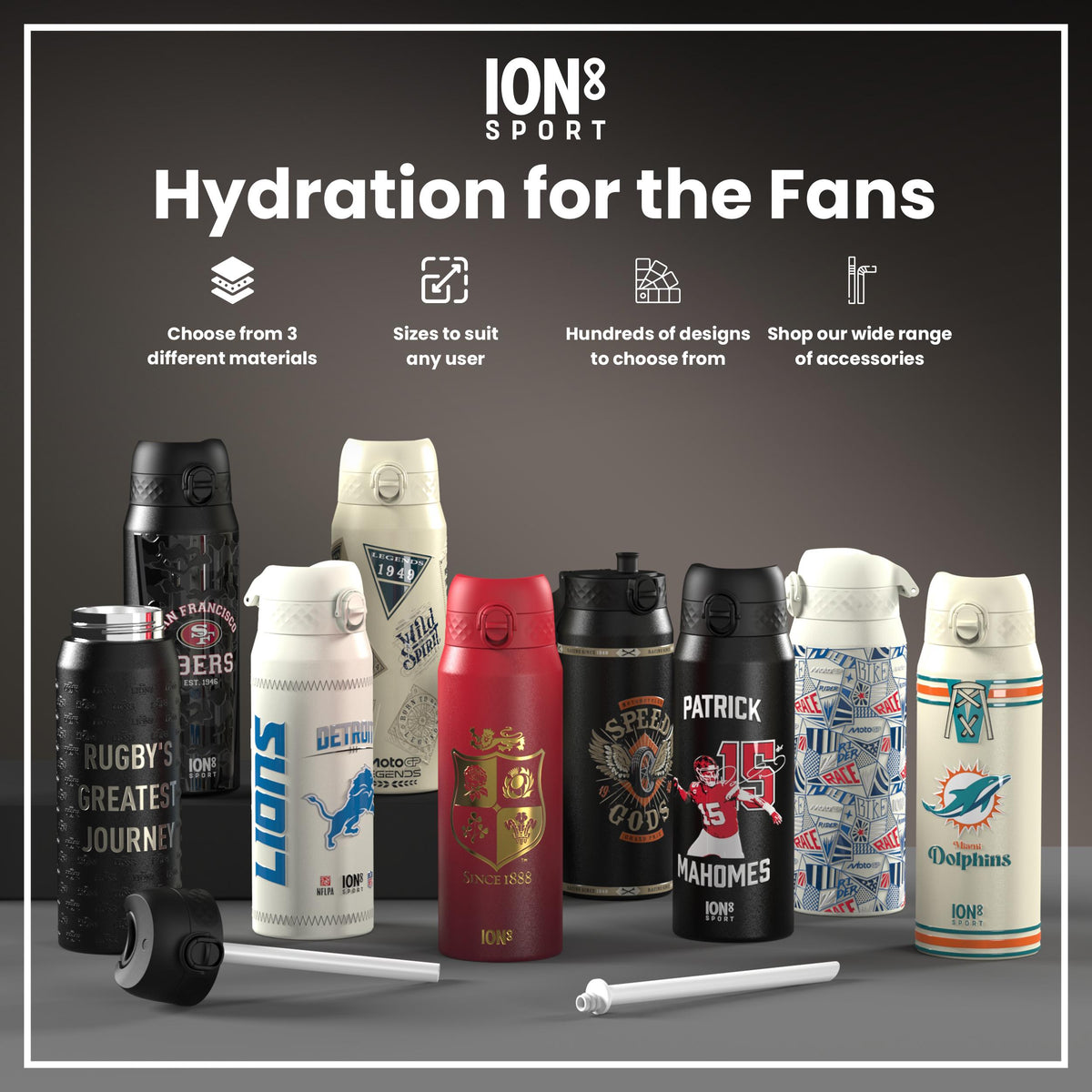 NFL x Ion8 Sports, Insulated Bottle, Signature Series, Maxx Crosby, 24oz