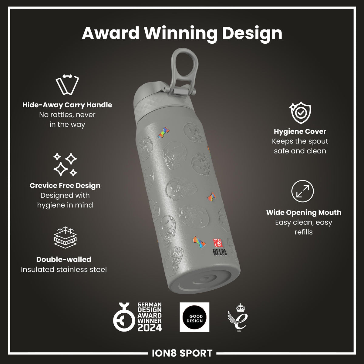 NFL x Ion8 Sports, Insulated Bottle, Signature Series, Malik Nabers, 24oz