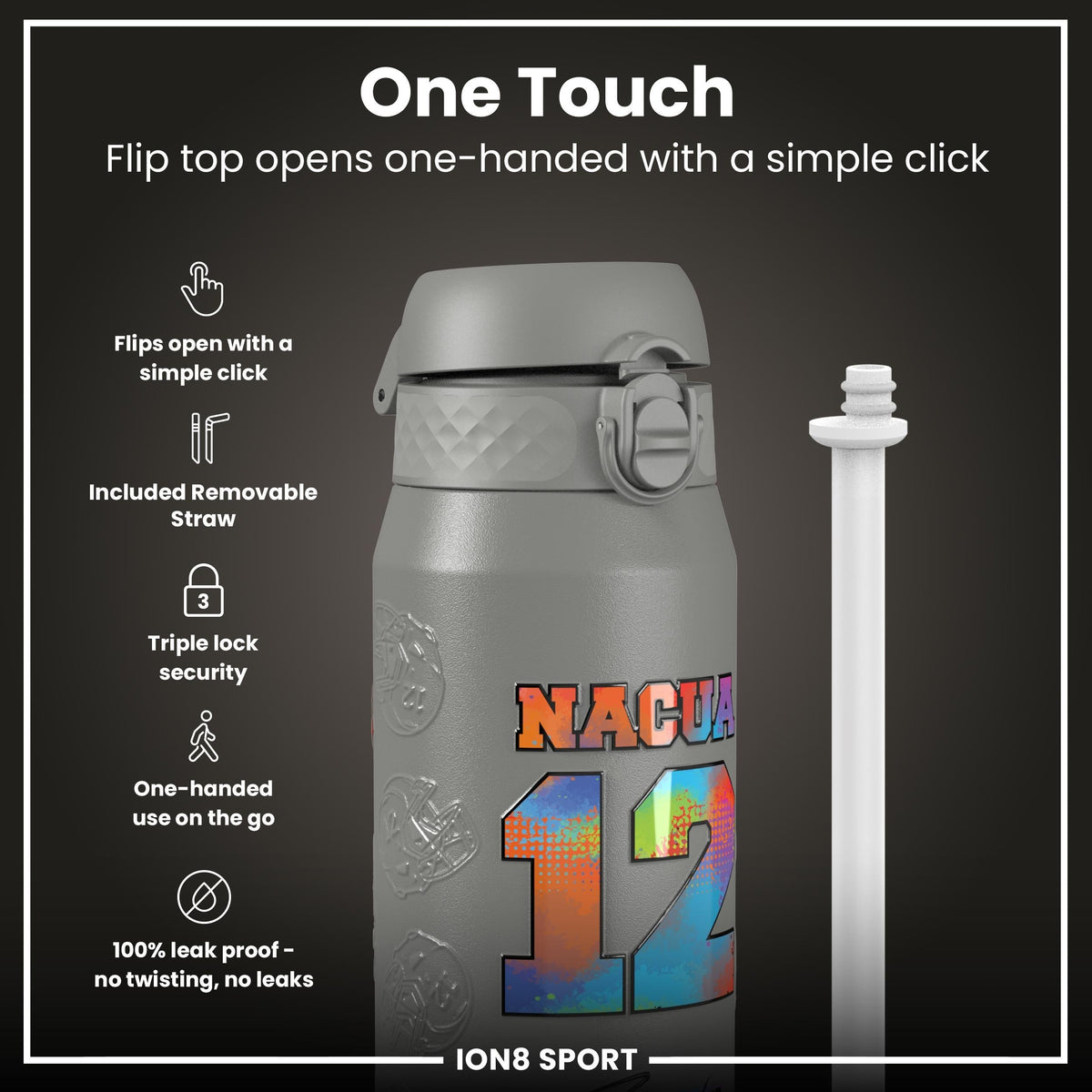NFL x Ion8 Sports, Insulated Bottle, Signature Series, Puka Nacua, 24oz