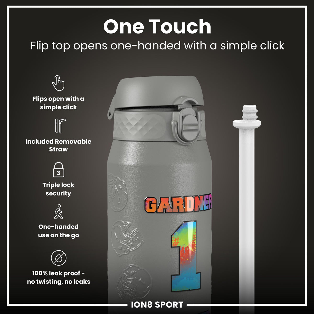 NFL x Ion8 Sports, Insulated Bottle, Signature Series, Sauce Gardner, 24oz