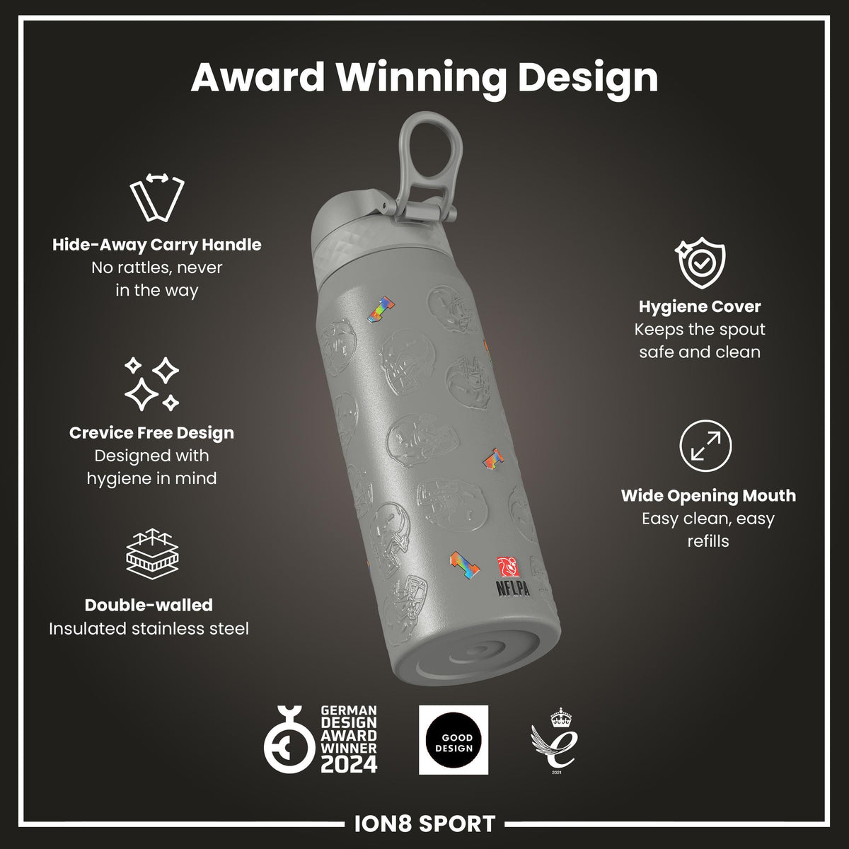 NFL x Ion8 Sports, Insulated Bottle, Signature Series, Sauce Gardner, 24oz